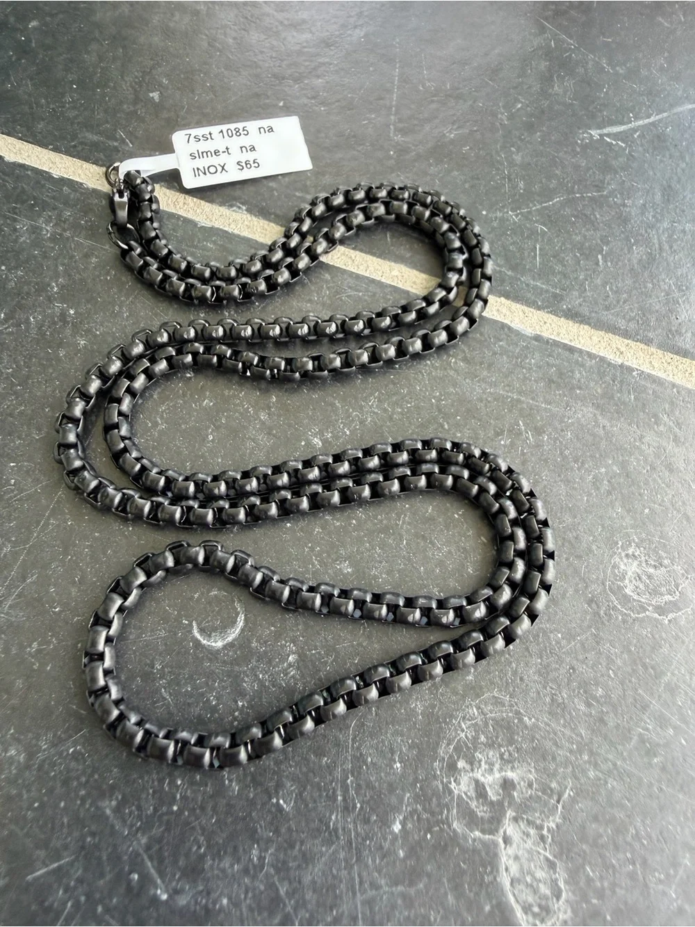 Black Stainless Steel Box Chain Necklace - INOX Men Accessories 24”